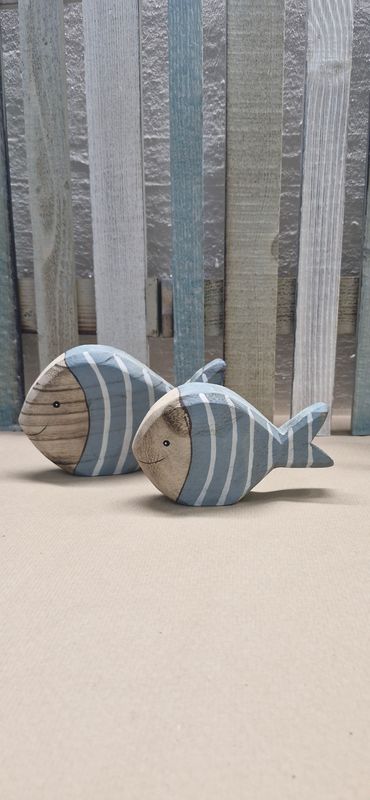 Maritimes Holzfisch Duo Nero und Nora