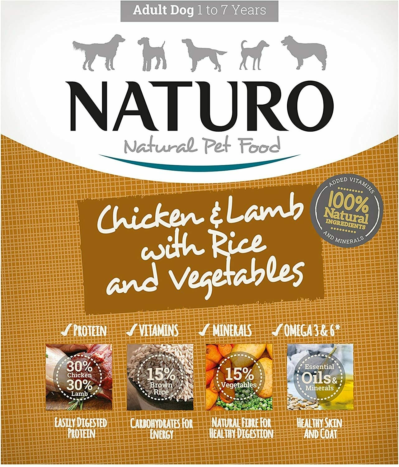 Perro Adulto - Naturo, Perro Adulto - Naturo: Pollo, Cordero con arroz y verduras