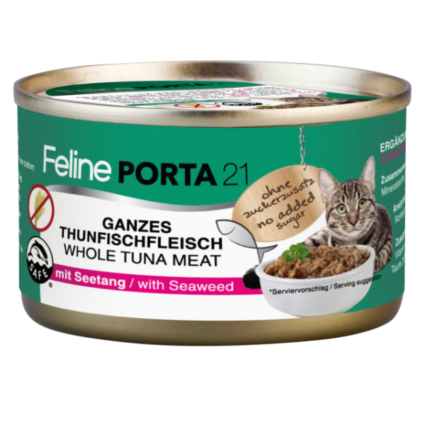Latas Feline Porta 21 156GR, Feline Porta 21: Atún/Algas marinas