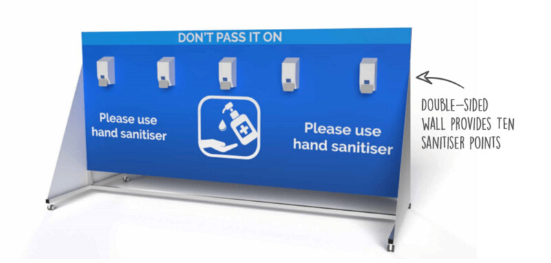 Mobile Sanitiser Wall including x10 hand sanitisers