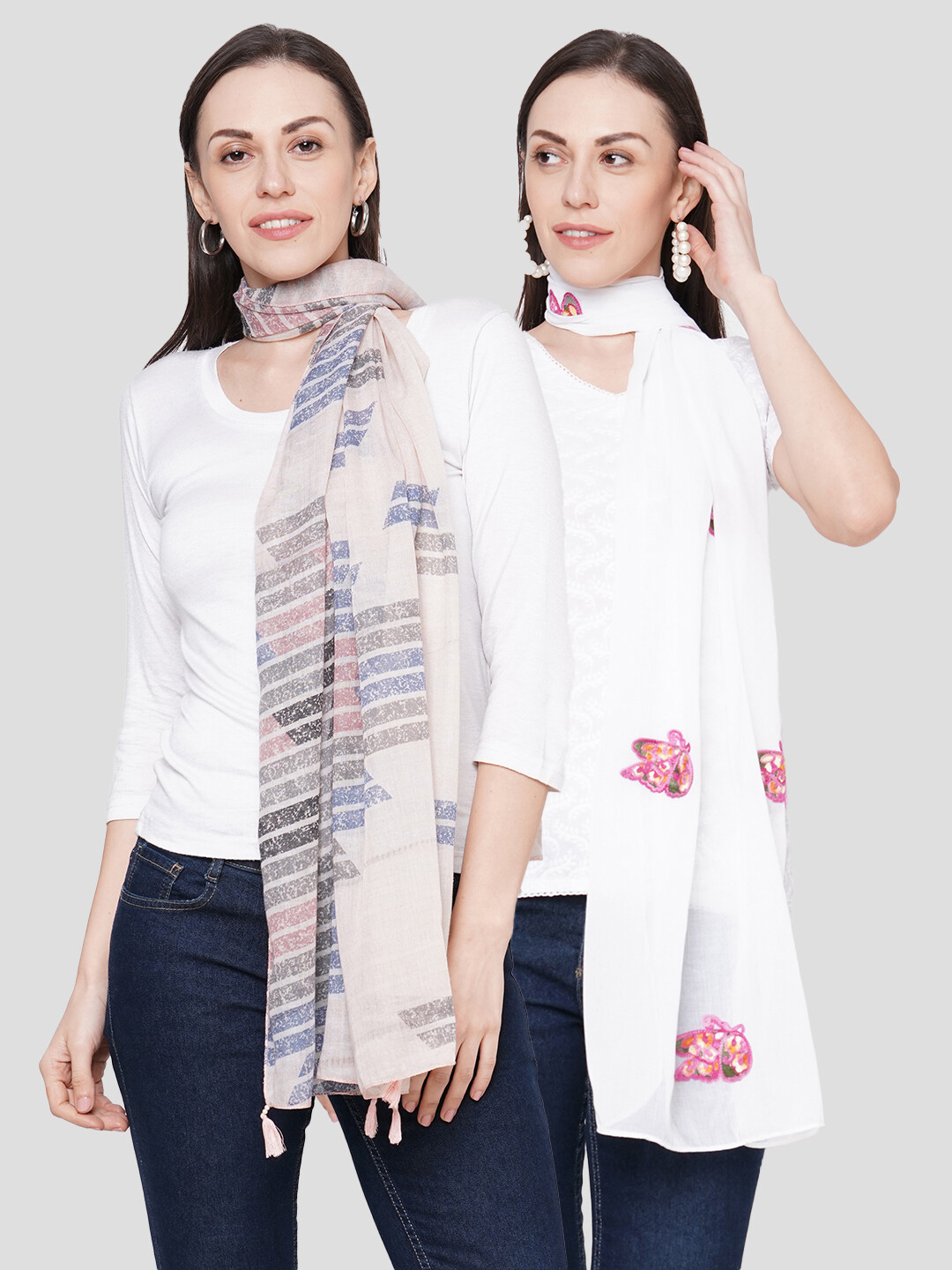 Printed & Embroidered Scarves in Combo offer
