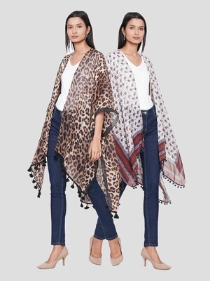 Printed Kimonos with Fancy Poms Combo