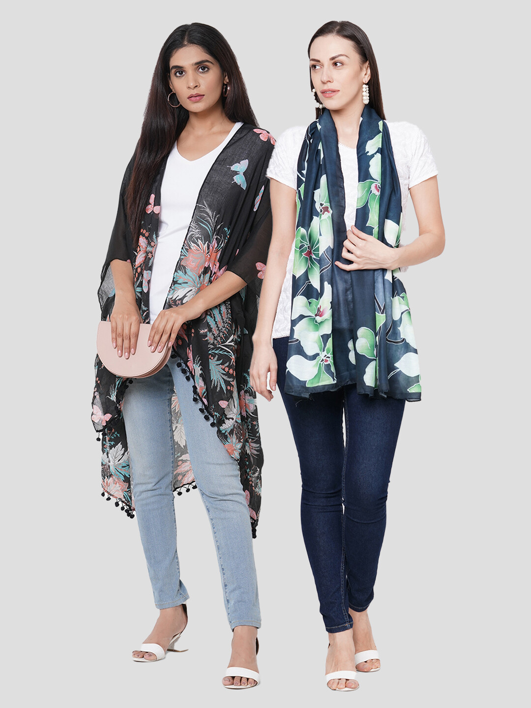 Stylist Printed Ponchos & Digital Printed Scarf - Combo offer