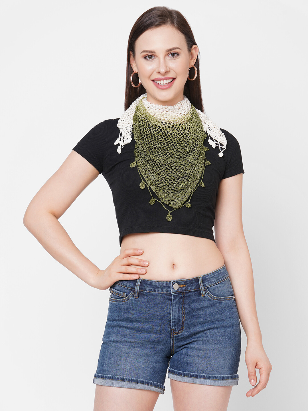 Get Wrapped Hand Made Shaded Crochet Triangle scarf