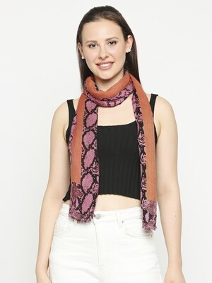 Animal Printed Scarves with Raw Fringes