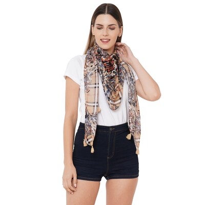 printed Scarves with rayon fabric with tassels