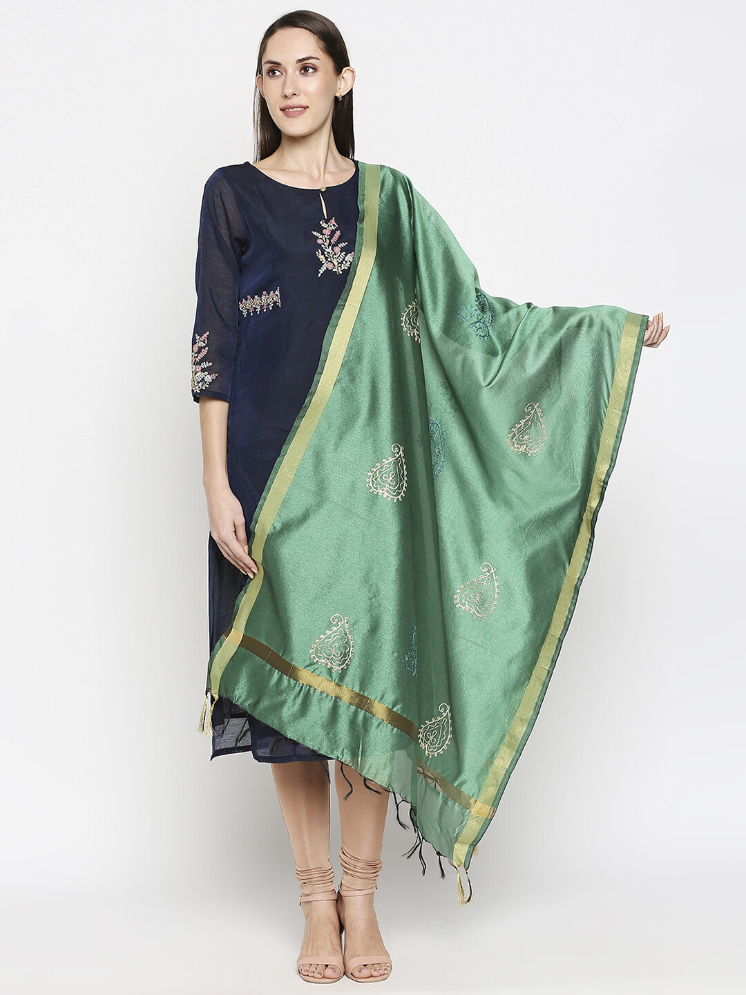 Fancy border Dupattas with All over Embroidery