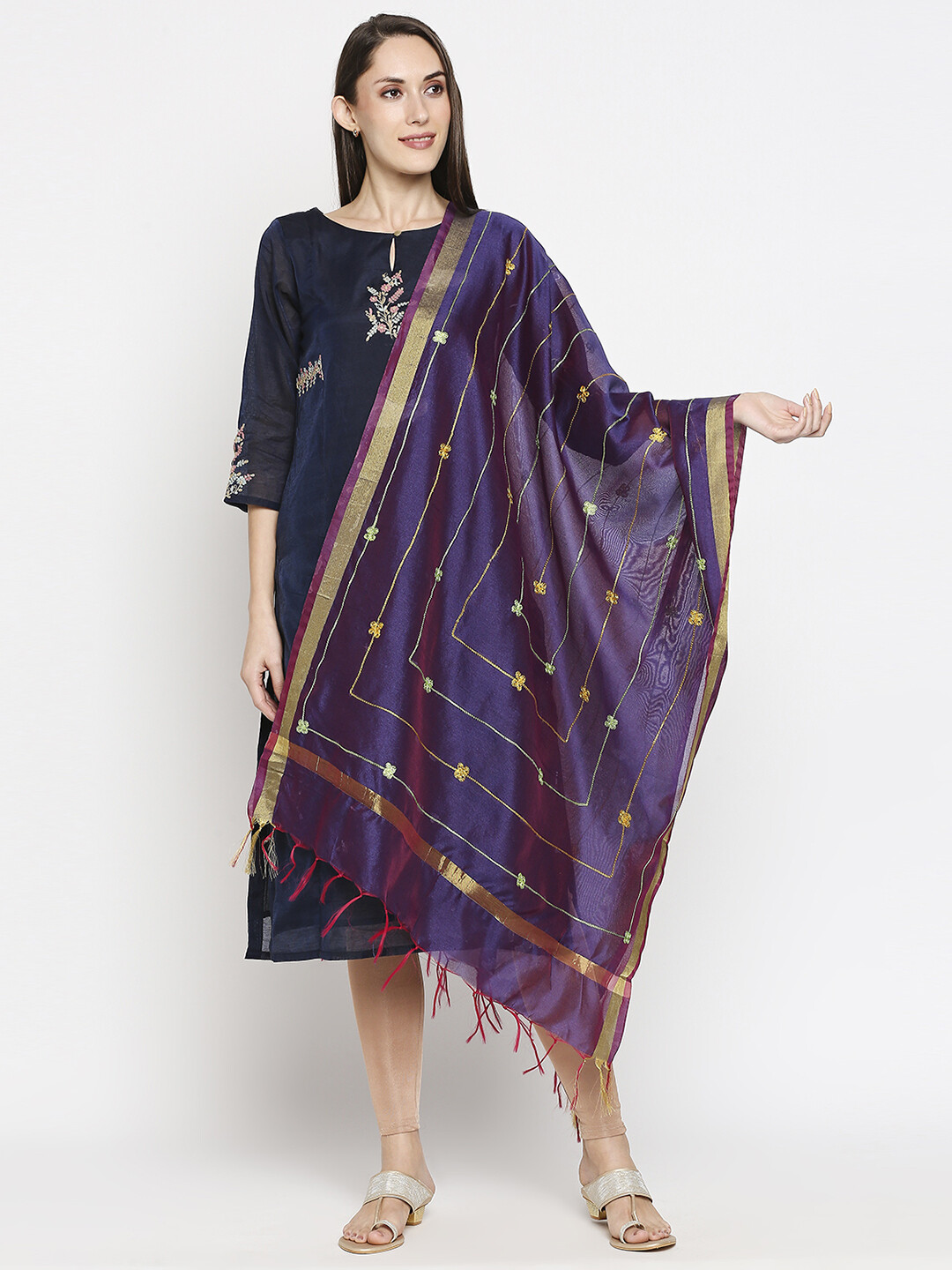 Fancy border Dupattas with All over Embroidery