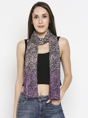 Animal Printed and Shaded Scarves with Raw Fringes