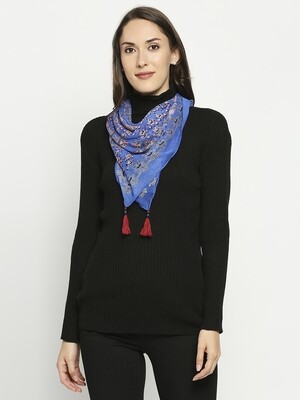 Multi color Printed Square Scarf with tassels