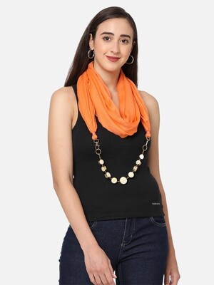 Removable Shell Jewelled Orange Scarf