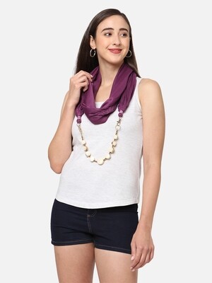 Removable Shell Jewelled Purple Scarf