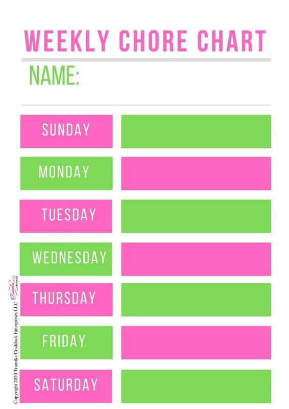 Girls Weekly Chore Chart