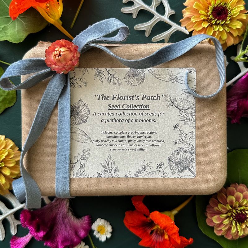 The Florist’s Patch seed collection featuring a curated mix of cut flower varieties for bouquets.