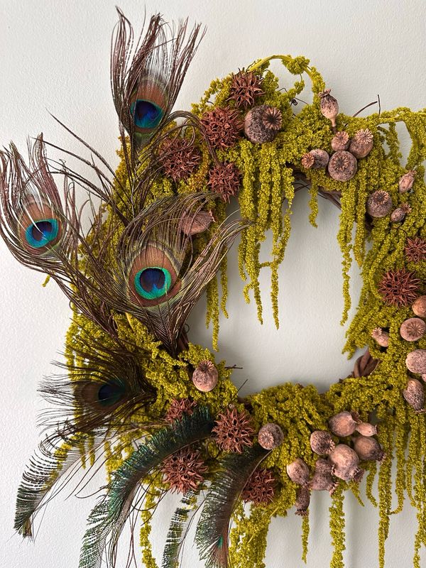 Poppy & Peacock Botanical Wreath