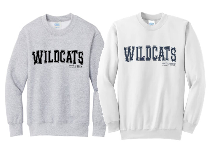 PRE OERDER - SAS Varsity Wildcats Sweatshirt - May be worn over a regular uniform everyday EXCEPT on MASS ATTIRE days!