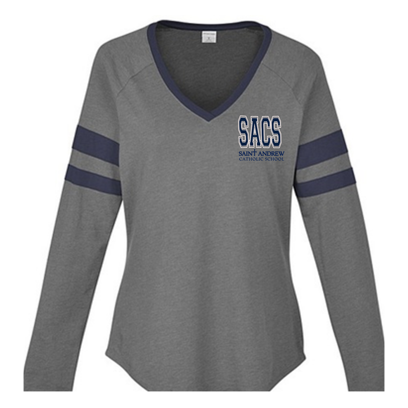 SACS NAVY STRIPE V-NECK- PRE ORDER ONLY