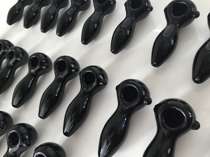 Black Glass Pipe with Glass Marble