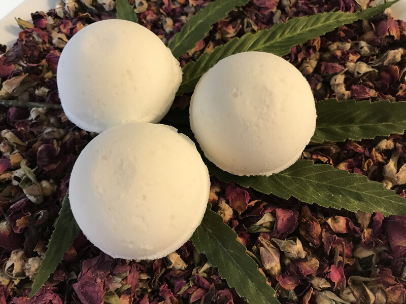 90mg CBD Infused Rose Essential Oil Epsom Salt &amp; Coconut Oil Bath Bombs 3 Pack - For Standard Bath Tubs (3) 30mg Bath Bombs