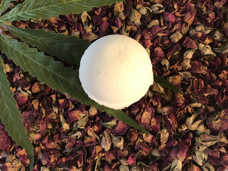 30mg CBD Rose Essential Oil Epsom Salt Coconut Oil &amp; Essential Oil Bath Bomb - For Standard Bath Tubs