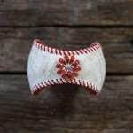 Red Daisy Leather Baseball Cuff
