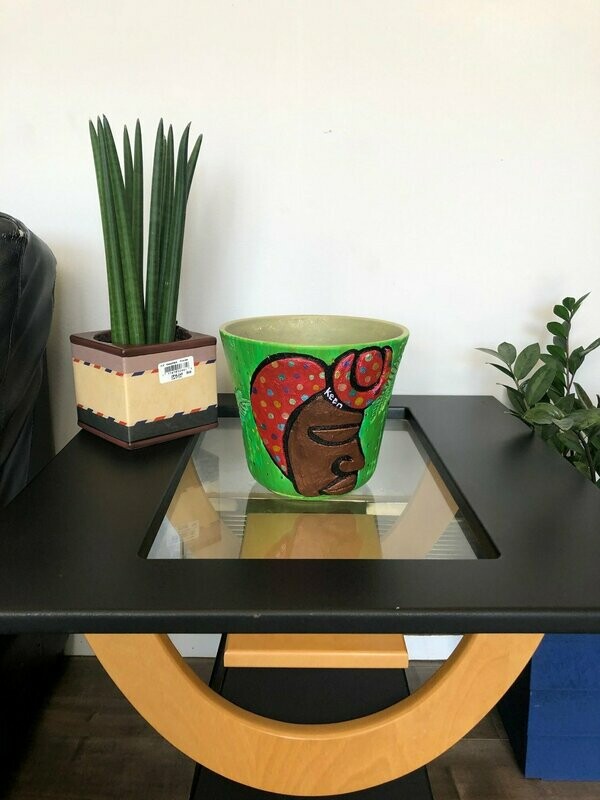 Acrylic Mixed Media Art on Planter