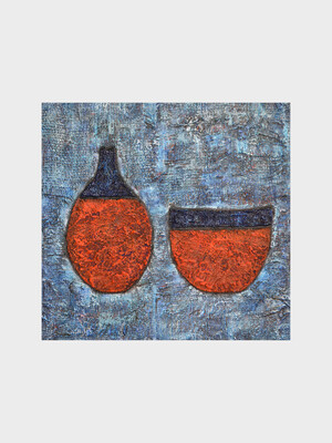 Orange & Blue Bottle and Bowl