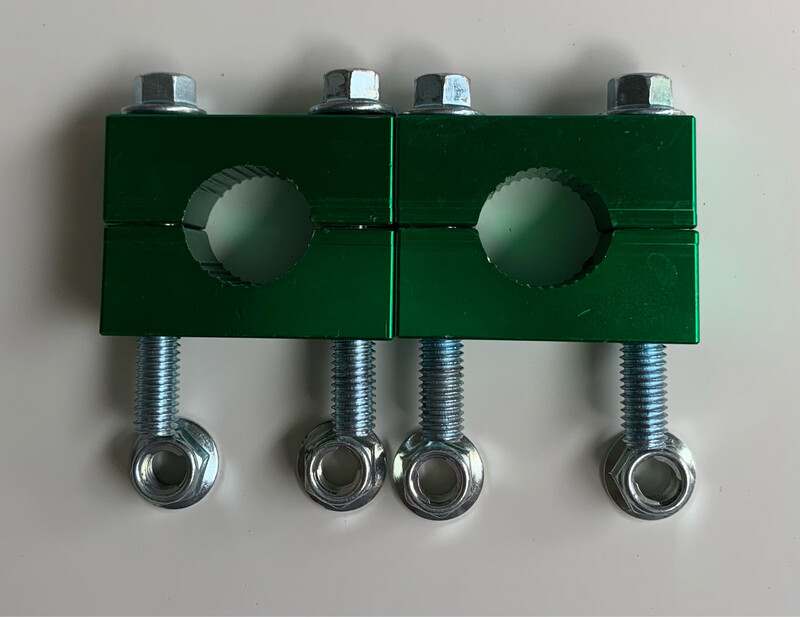 Handlebar Clamps Full Set Green For Quad Or Bike