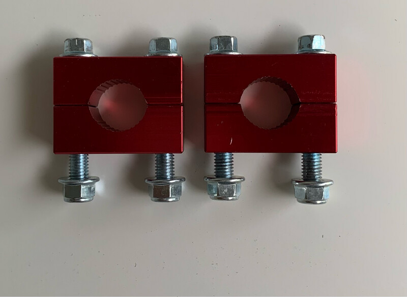 Handlebar Clamps Full Set Red For Quad Or Bike