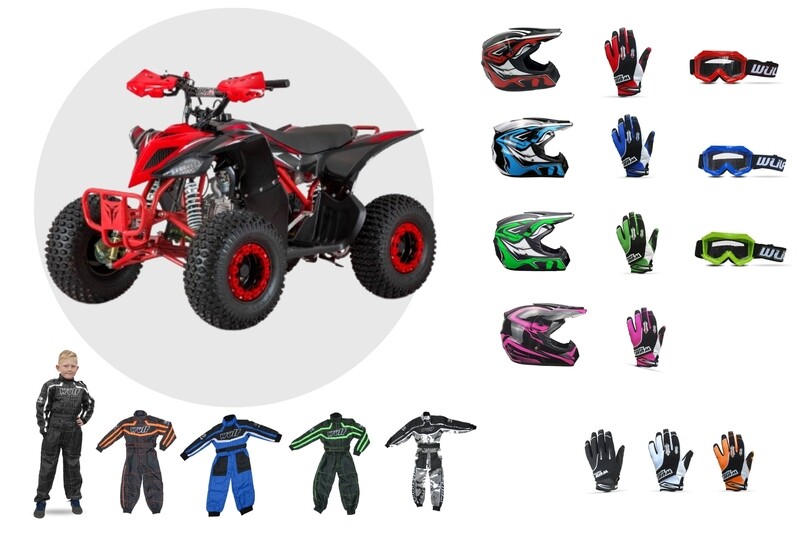 ELITE 2024 Exhilarator-Pro 110cc Petrol Quad Bike Bundle : Youth Adventure Thrill Pack