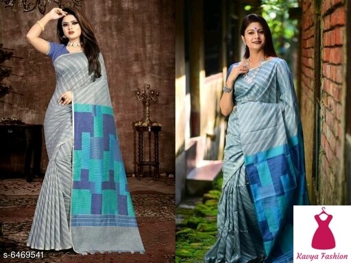 Evergreen Beautiful Designer Linen Sarees with Zari Woven Pattern : Kavya Fashion