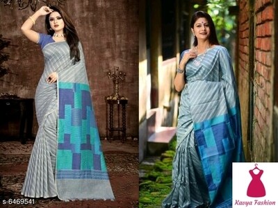 Evergreen Beautiful Designer Linen Sarees with Zari Woven Pattern : Kavya Fashion