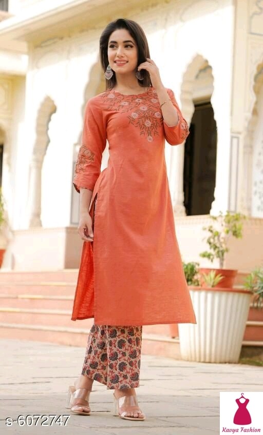 Attractive  Cotton Women Kurta Sets  : Kavya Fashion