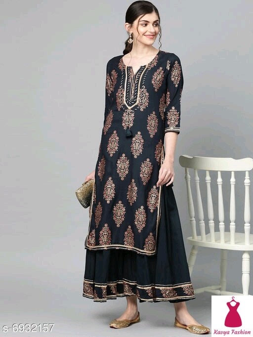 Black Cotton  Kurta Sets
