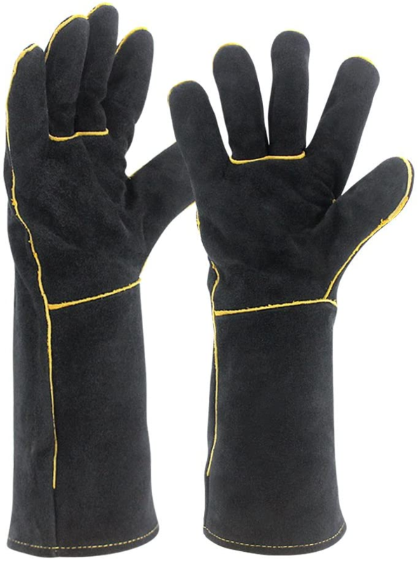 Welding Gloves HEAT RESISTANT Cow Split Leather BBQ/Camping/Cooking Gloves Baking Grill Gloves Welder Fireplace Stove Pot Holder WorkPlace Glove