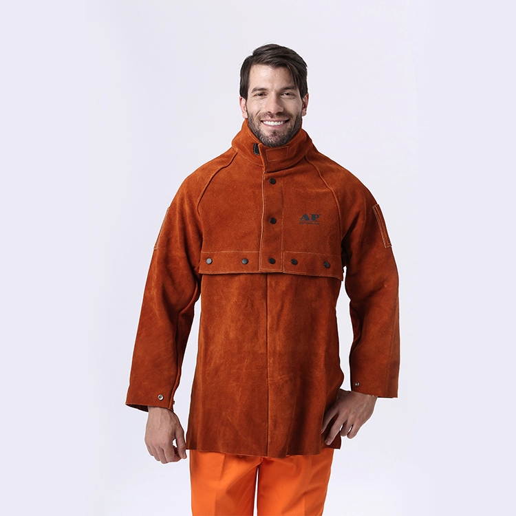 Coffee Leather Cap Sleeves ans Bib for Welding
