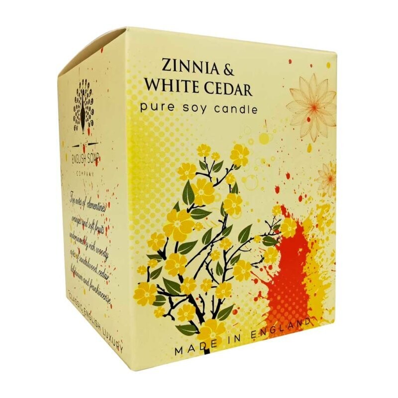 The English Soap Company Zinnia & White Cedar Pure Soy Candle