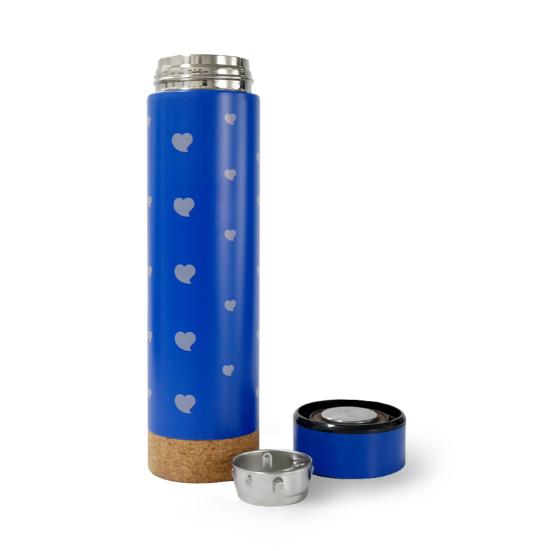 Termo azul corazones