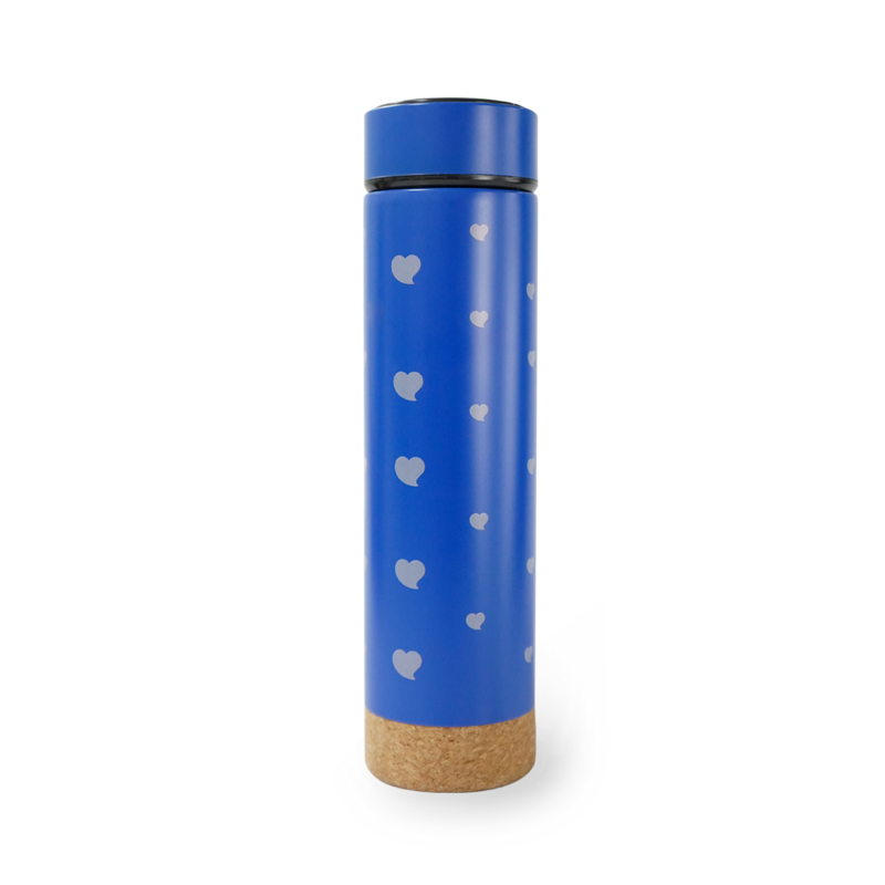 Termo azul corazones