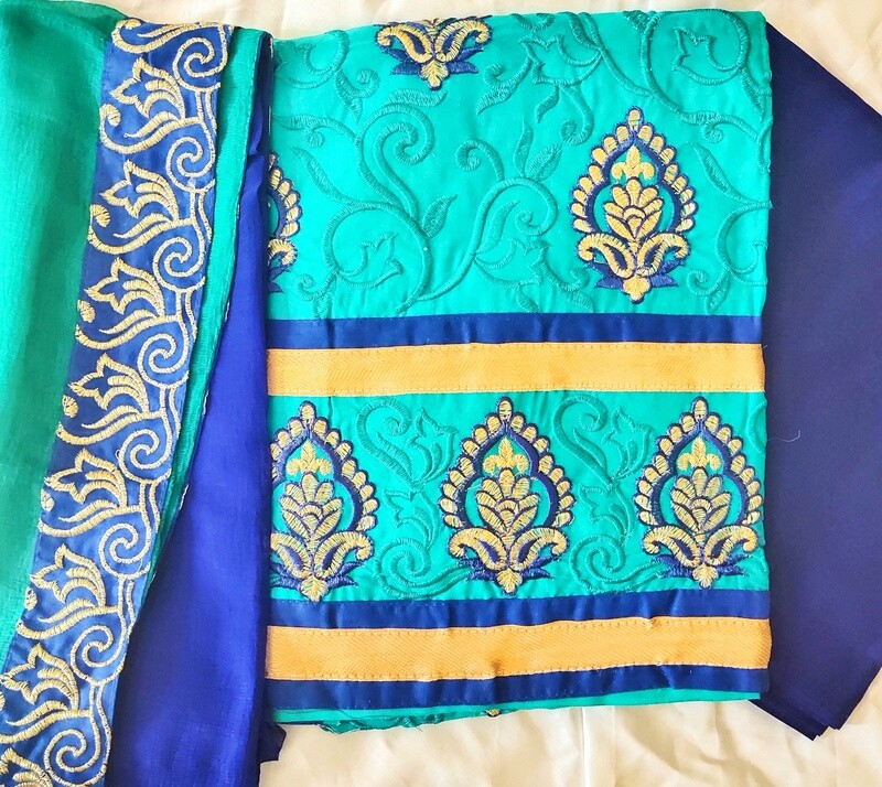 Women Unstictched Embroidery designer dress with ready Dupatta