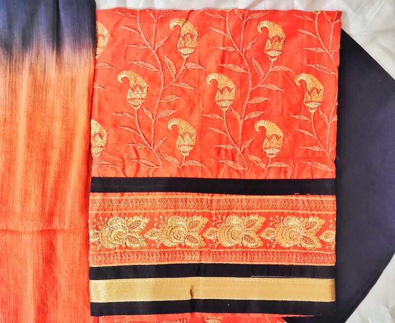 Kerry pattern Embroidery Unstitched designer dress with ready Dupatta