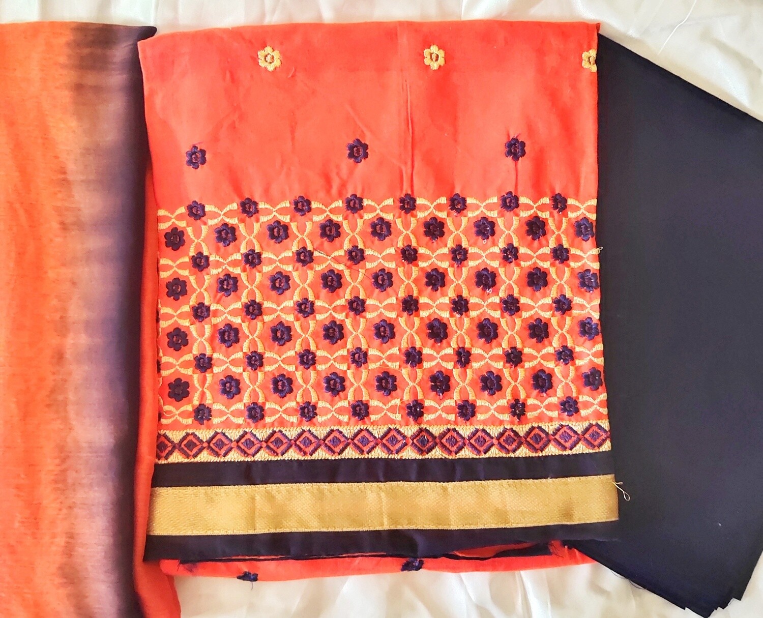 Embroidery Unstiched designer dress with ready Dupatta