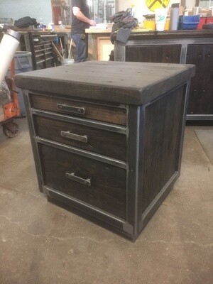 Three Drawer Industrial Night Stand