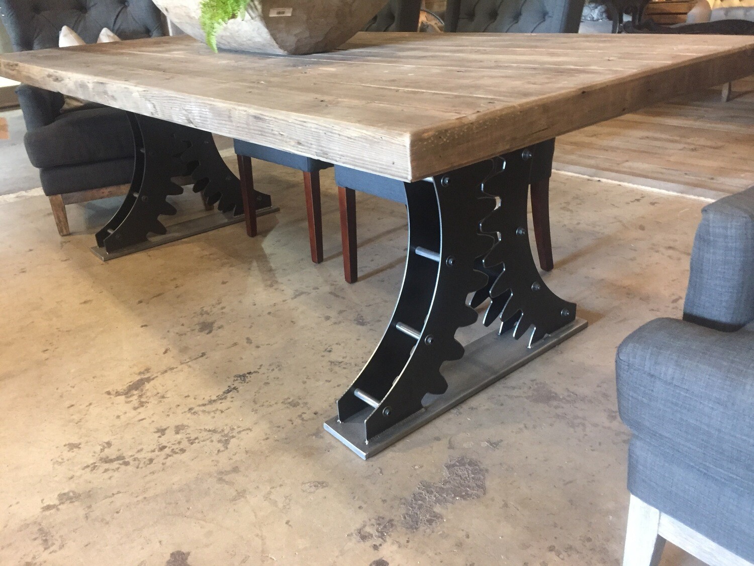 Double Gear Industrial Dining Table