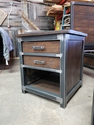Industrial 2 Drawer Night Stand