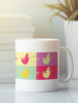 Chicken 4-Panel Abstract Pop Coffee Mug