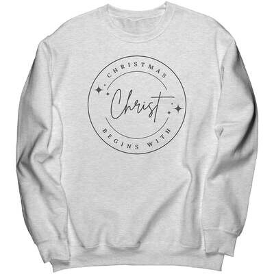 Uniquely You Graphic Sweatshirt - Christmas Begins with Christ