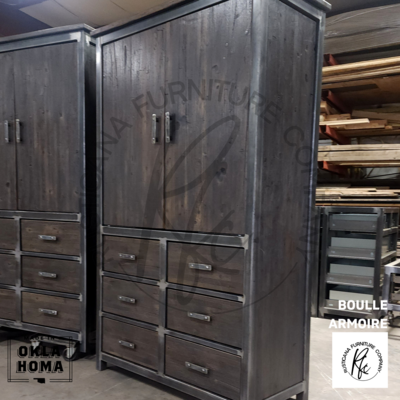 Industrial Boulle Armoire Wardrobe Closet