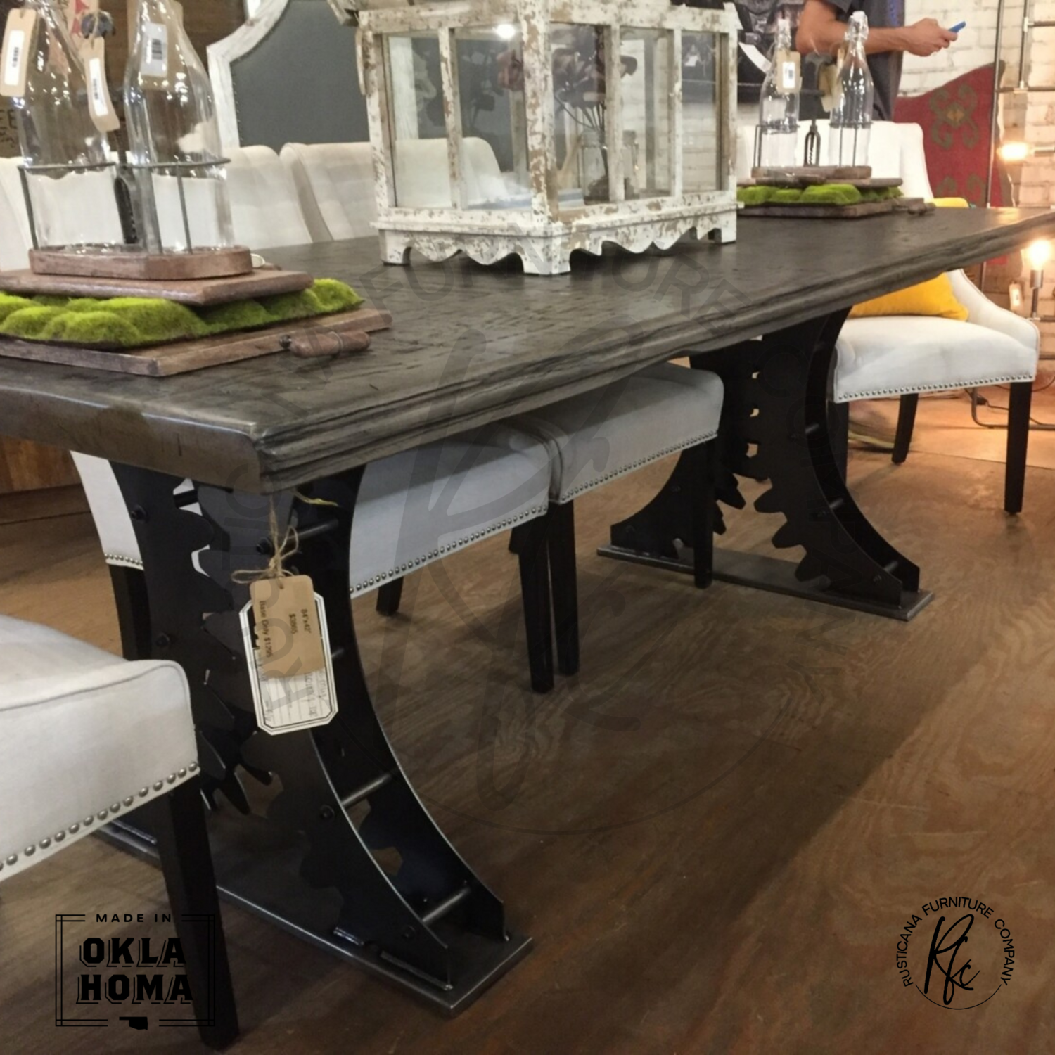Industrial Style Gear Base Dining Table - Rusticana Furniture