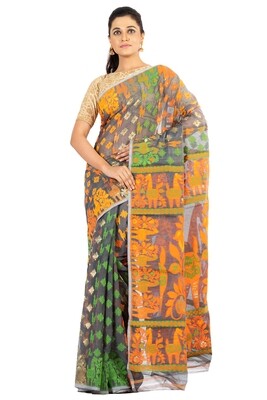 Sundori  Jamdani  Resham Saree |Cotton Weaved Motif |Soft Dhakai